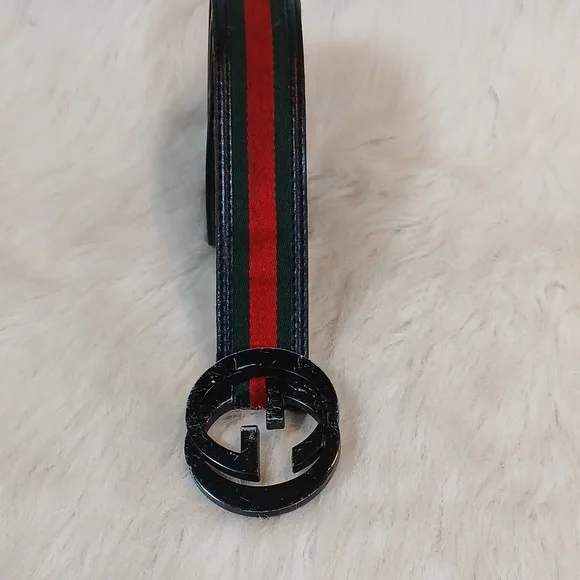 Gucci Elegant Black/ Red/Green  Belt  121282 0959 80 32 - Picture 3 of 8